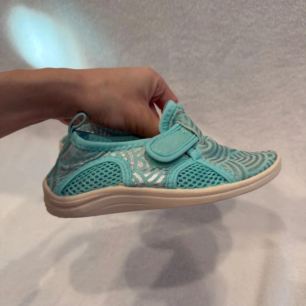 Disney‎ Ariel Little Mermaid Teal Silver Scale Mesh Water Shoes Kids Size 10